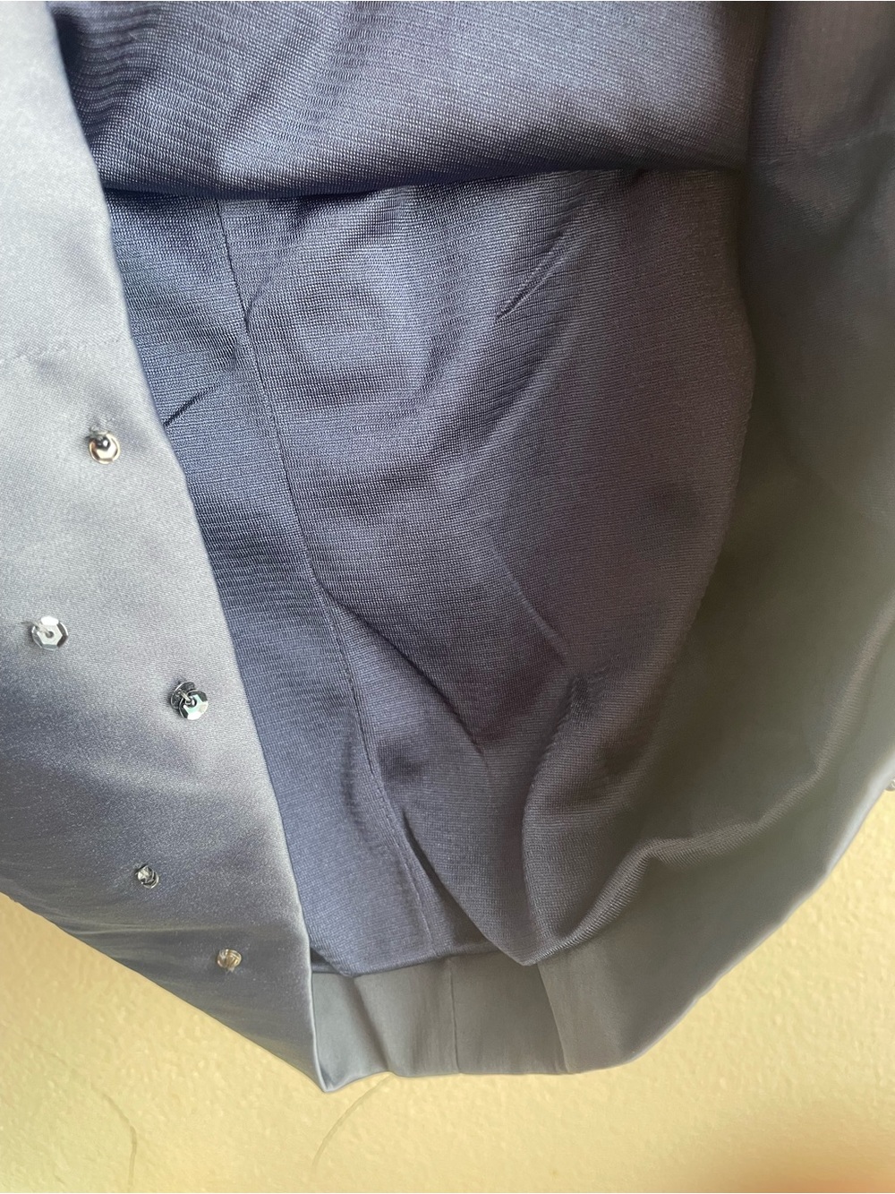 New Mandalay Beaded Strapless Blue Gray Embellished Peplum Cocktail Dress 10 - Picture 6 of 14